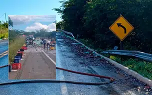 Carga de cerveja se despreende de caminhão e atinge outro veículo entre Teresina e Altos
