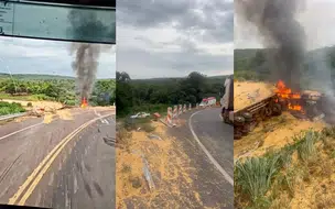 Três morrem carbonizados em colisão entre carreta e carro na PI-247 em Uruçuí