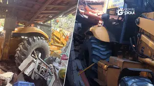 Trator perde os freios, invade casa e destrói parte de residência na zona Leste de Teresina