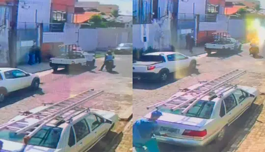 Câmeras de vigilância flagram assalto a dupla de jovens em rua na zona leste de Teresina
